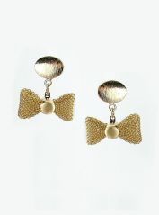 Gold Plated Metal Mesh Bow Earring (!)